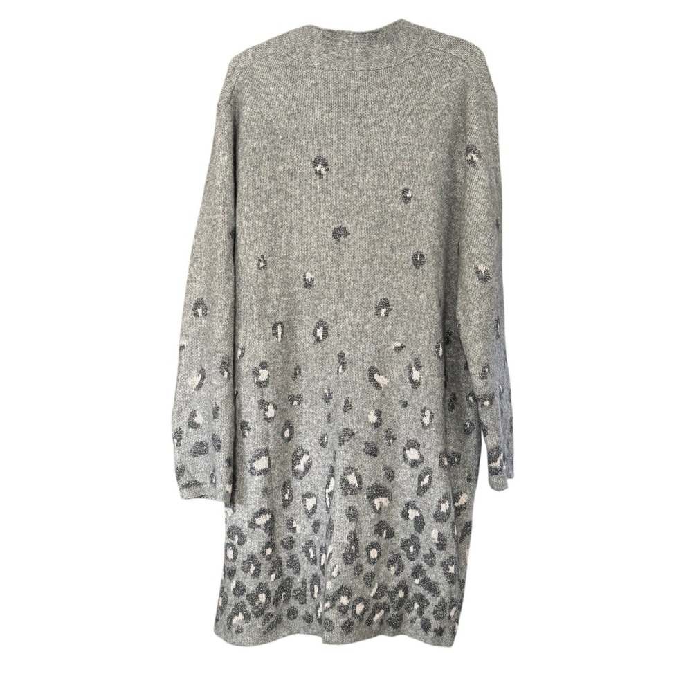 Chico's Animal Print Cardigan Sweater 3 Wool Women's XL Lagenlook Lounge Fall - Picture 2 of 4
